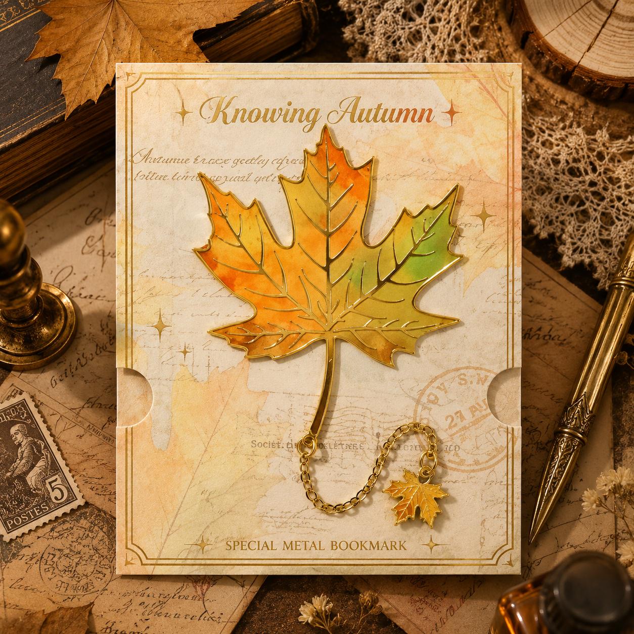 Закладка для книг металева Autumn Leaves кленовий лист Помаранчевий (37242424)