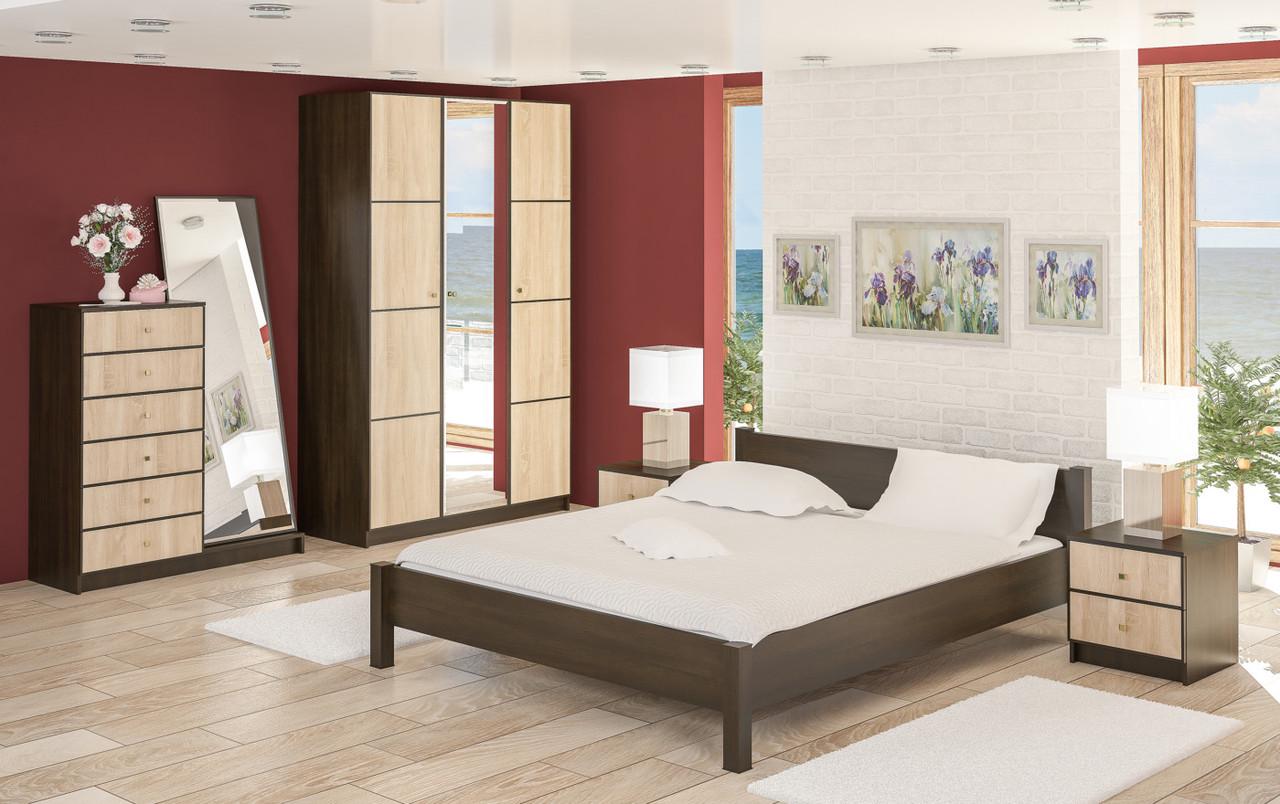 Ліжко двоспальне Меблі Сервіс Фантазія з ламелями 160х200 см Венге темний (28948585) - фото 2 Ліжко двоспальне Меблі Сервіс Фантазія з ламелями 160х200 см Венге темний (28948585) - фото 2