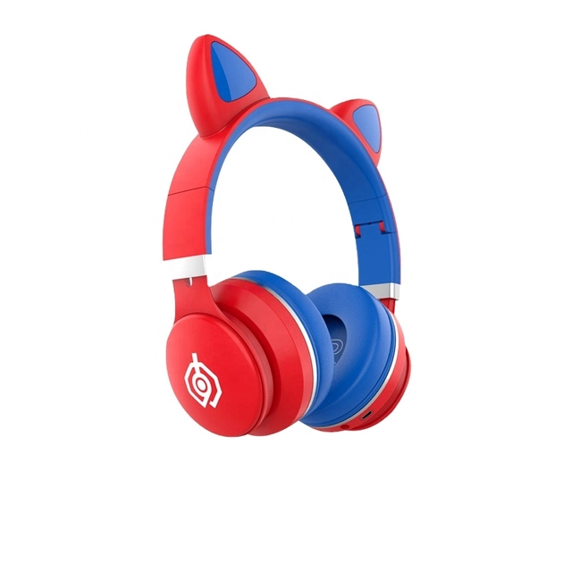 Наушники беспроводные Led с кошачьими ушками LED031 Красный/Синий