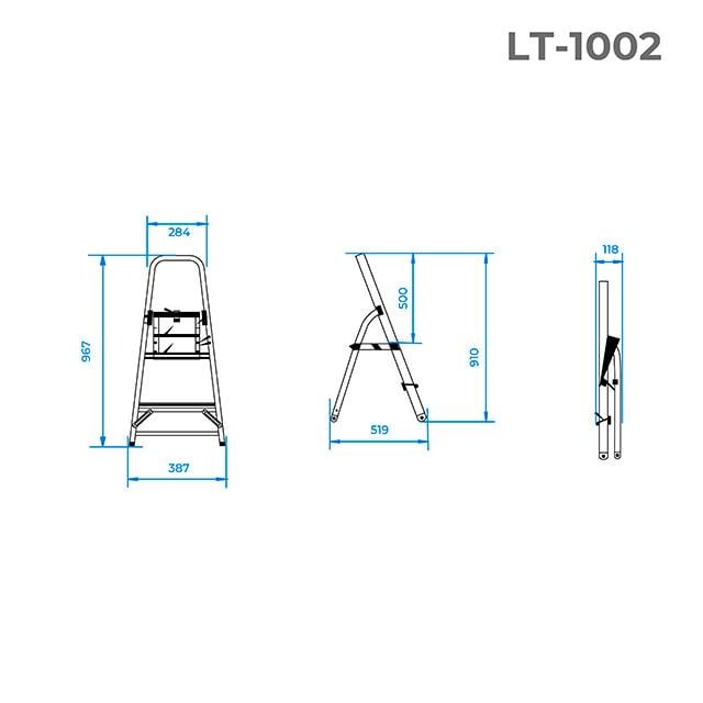 Драбина Intertool LT-1002 алюмин.иеева 2 ступеня висота до платформи 410 мм (122217) - фото 8