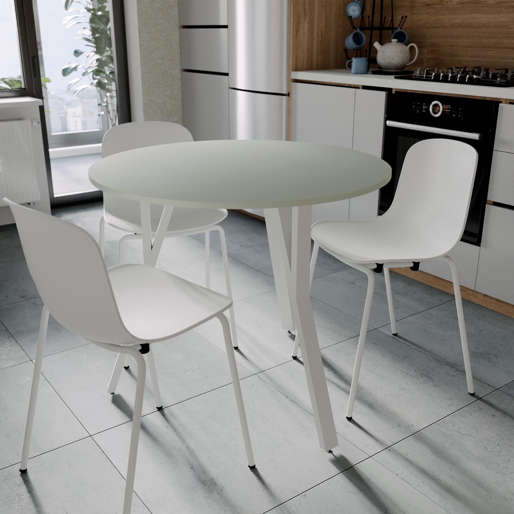 Обідній стіл круглий Ferrum-decor MARSI 3 870-3 метал/ДСП 16 мм 750x870x870 мм Білий/Кашемір (FRD-107520)