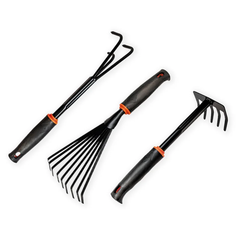 Набір садових інструментів Polax граблі віялові/культиватор і граблі міні (770-14)