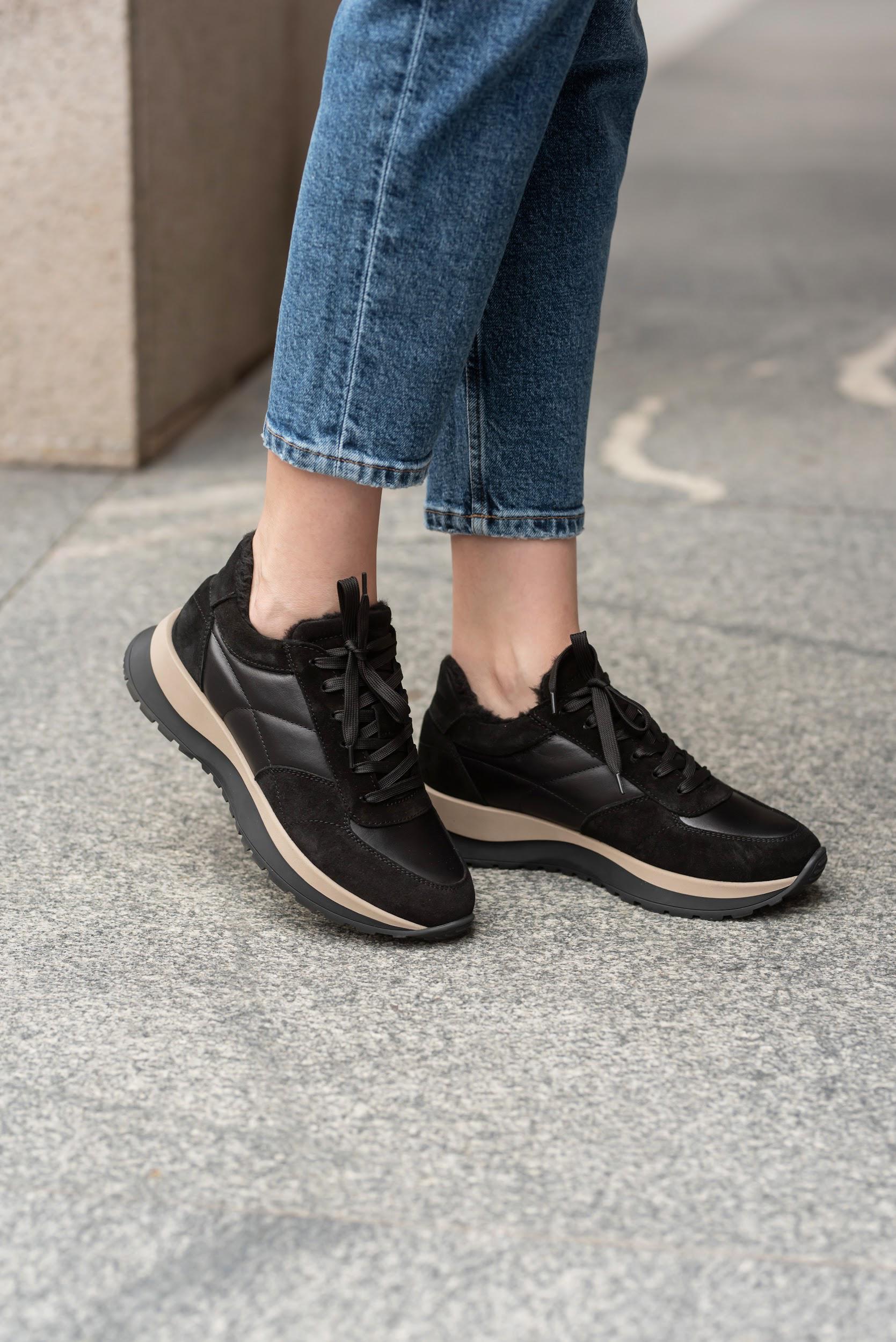 Кроссовки женские кожа и замша на меху р. 40 26 см Черный - фото 11 Кроссовки женские кожа и замша на меху р. 40 26 см Черный - фото 11