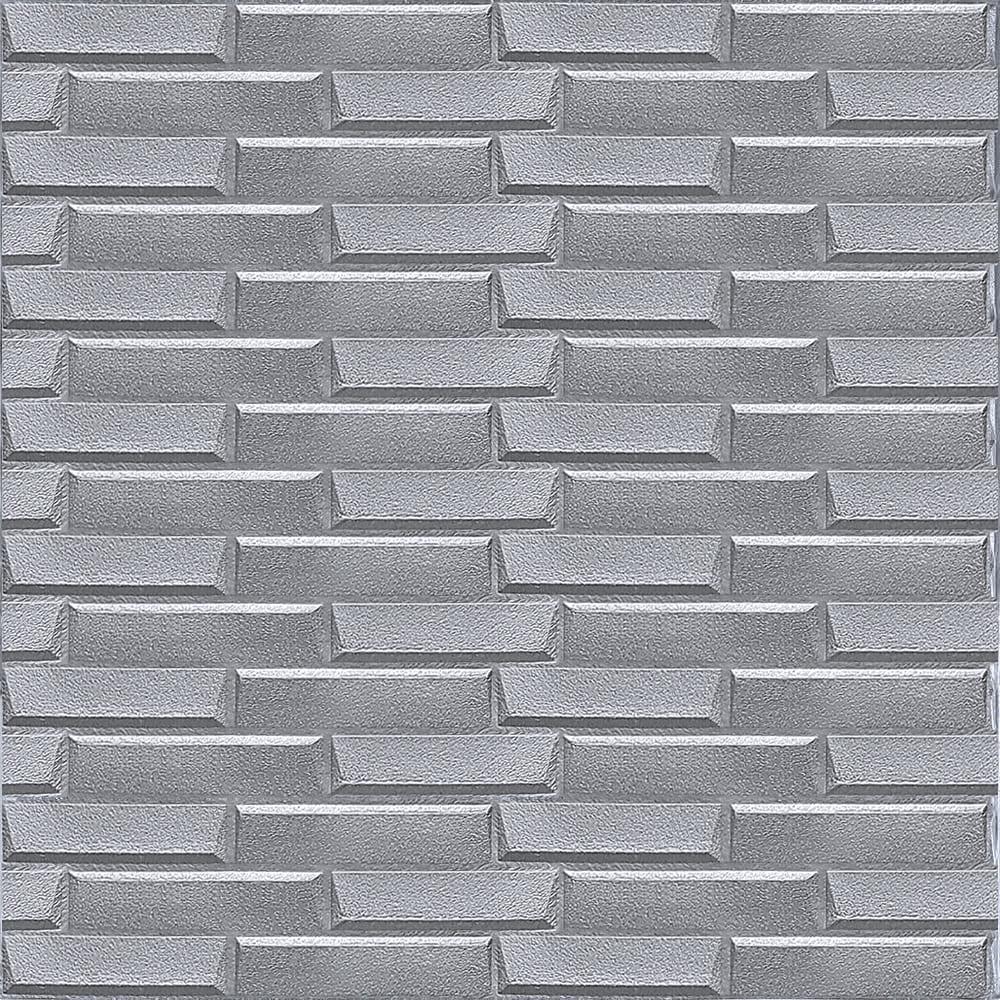 3D-панель самоклеющаяся Sticker Wall Облицовочный кирпич/Серебро 700х770х7 мм (Панель-34)