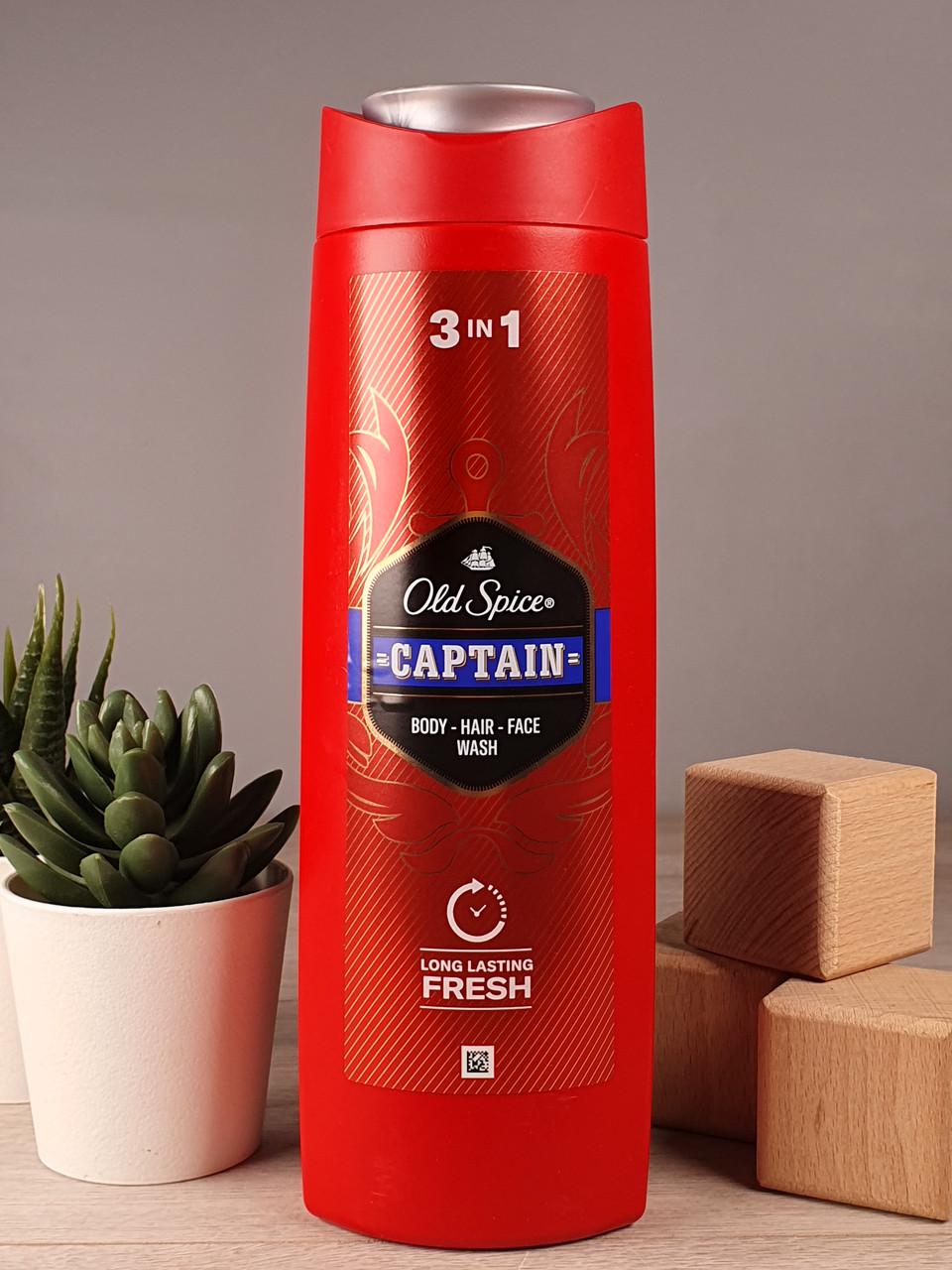 Гель для душа + шампунь Old Spice 3в1 Body-Hair-Face Wash Captain 400 мл (1880232715)