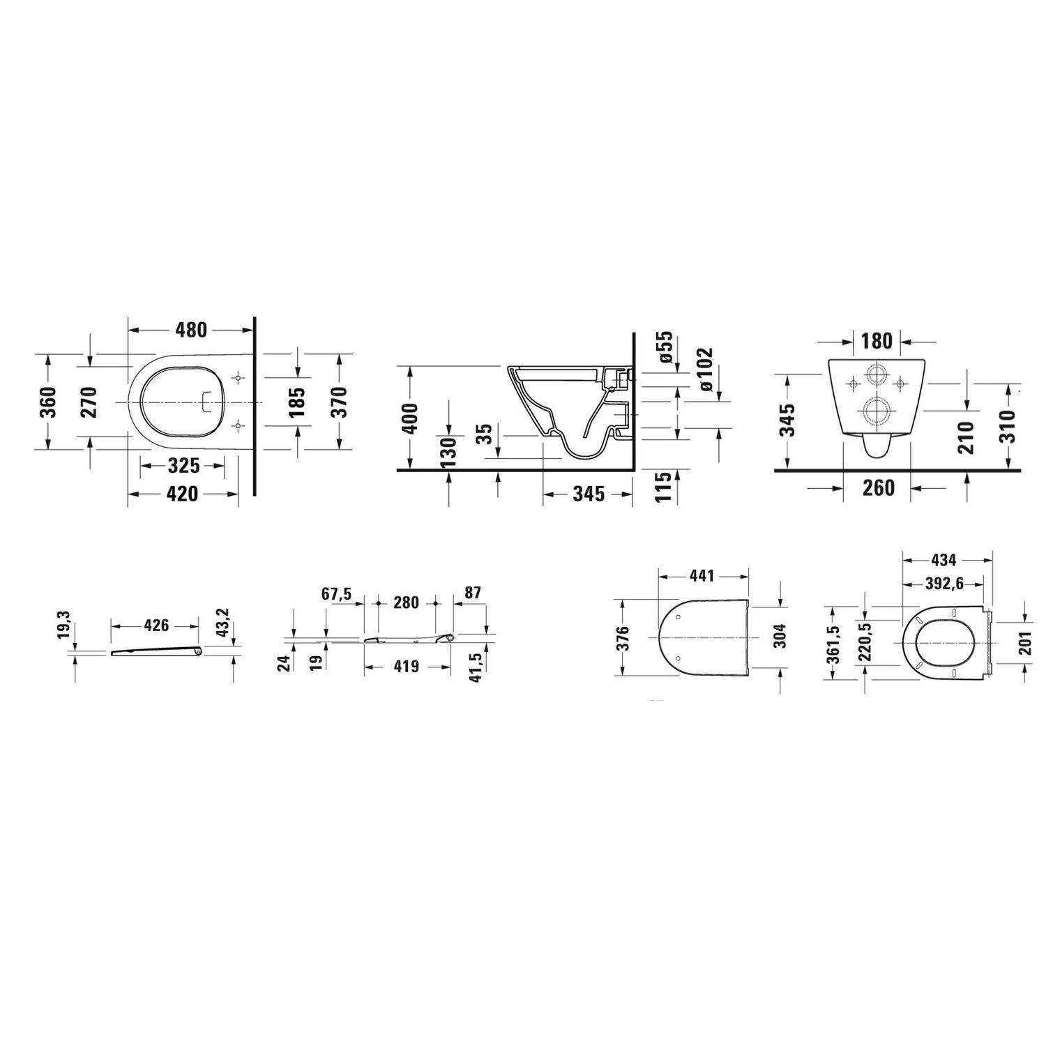 Унитаз подвесной DURAVIT D-Neo 45880900A1 безободковый с сиденьем с микролифтом (226679) - фото 15 Унитаз подвесной DURAVIT D-Neo 45880900A1 безободковый с сиденьем с микролифтом (226679) - фото 15