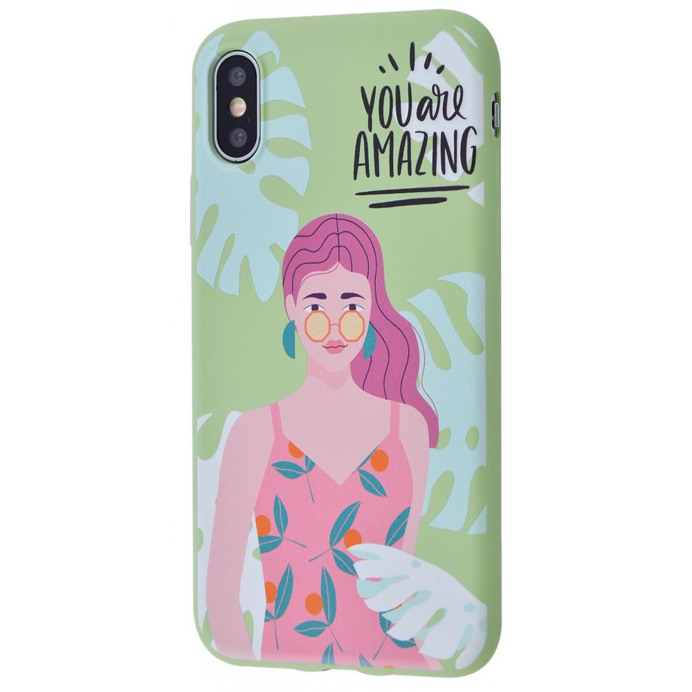 Чохол WAVE Fancy case TPU для iPhone X/Xs You Are Amazing/Mint gum з малюнком