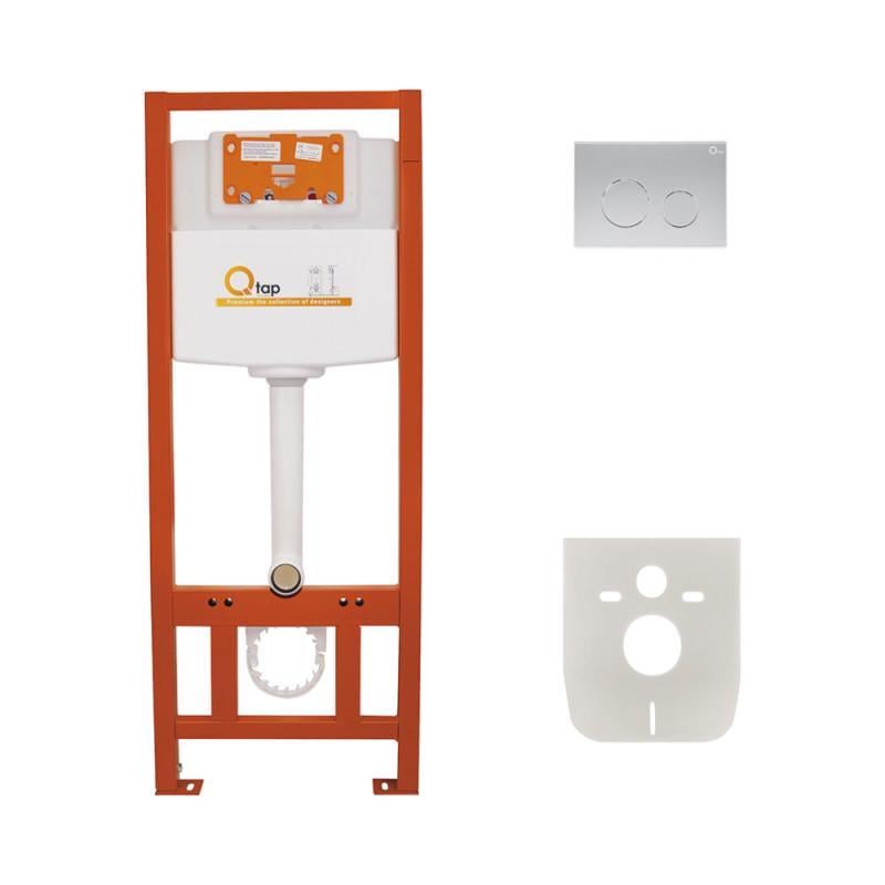 Набор инсталляция 4в1 Q-tap Nest ST с круглой панелью смыва QT0133M425M11111SAT
