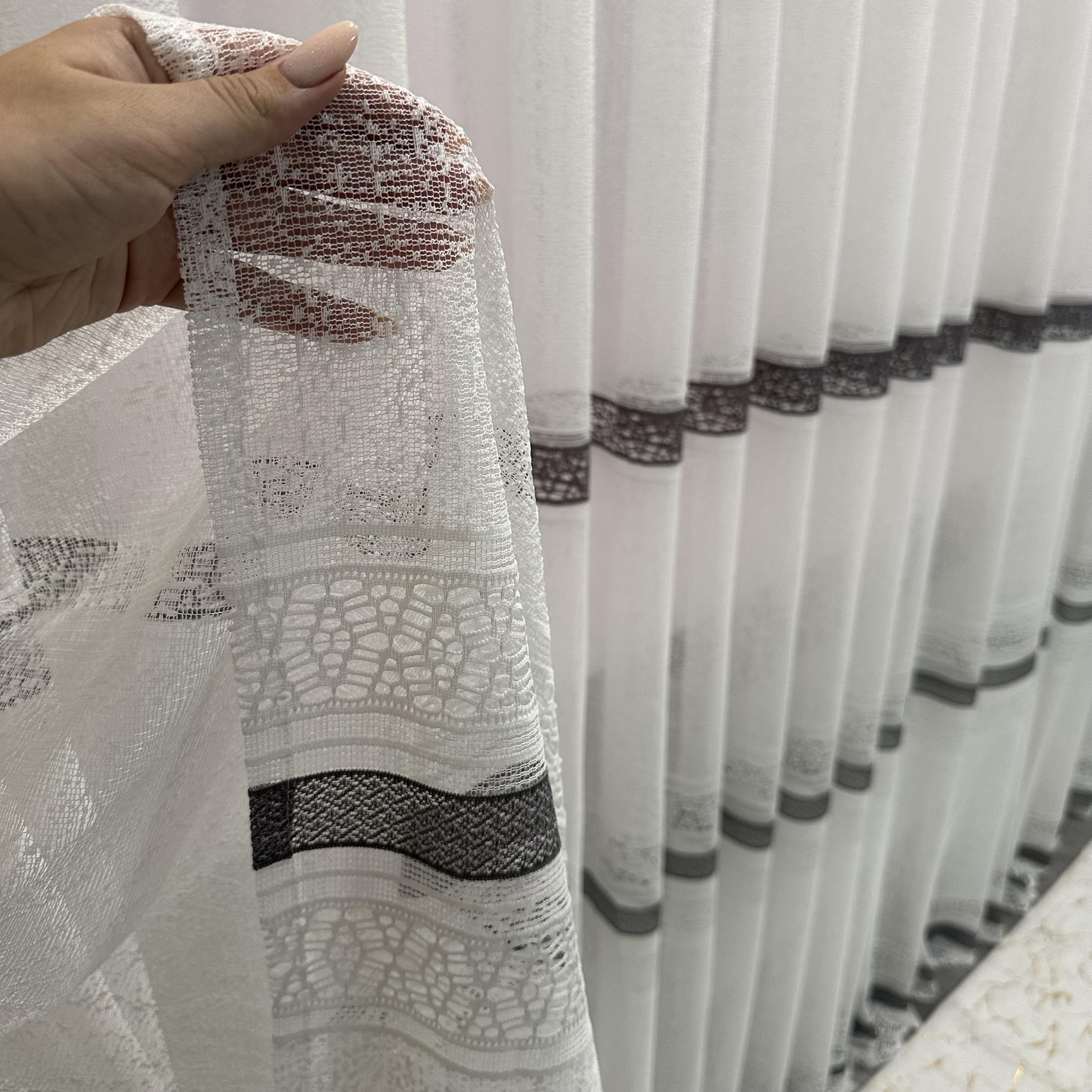 Тюль жаккард готова с узором 300х270 см на тесьме 6 см 2 ряда петель Серый/Белый (ТПС-3) - фото 7 Тюль жаккард готова с узором 300х270 см на тесьме 6 см 2 ряда петель Серый/Белый (ТПС-3) - фото 7