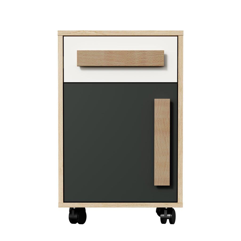 Тумба SOKME Айгом 1Д1Ш 408/396/637 мм Білий/Бук пісочний/Пельтро (33853038)