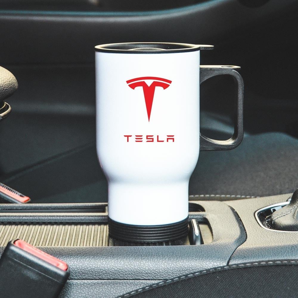 Термокружка автомобильная с логотипом Tesla 450 мл Белый (22802427)