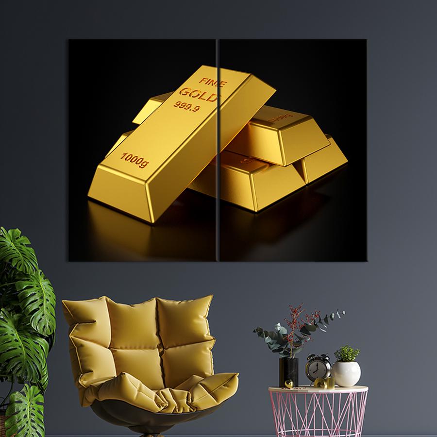 Картина Золотые слитки на чёрном фоне 111x81 см (2031-2)