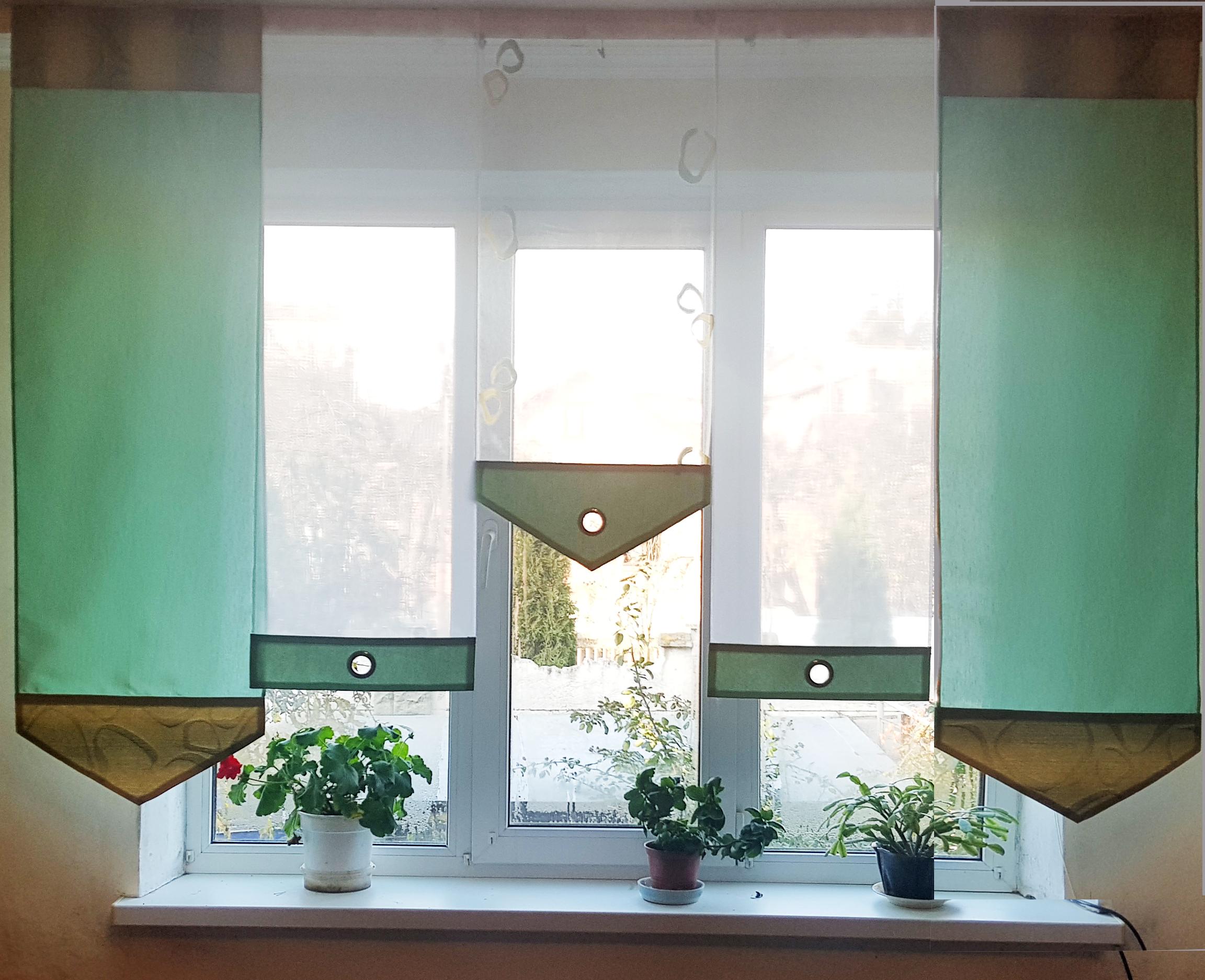 Комплект панельных занавесок Firanka Simple карниз 200 см 5 шт. Бирюзовый (14_4п)