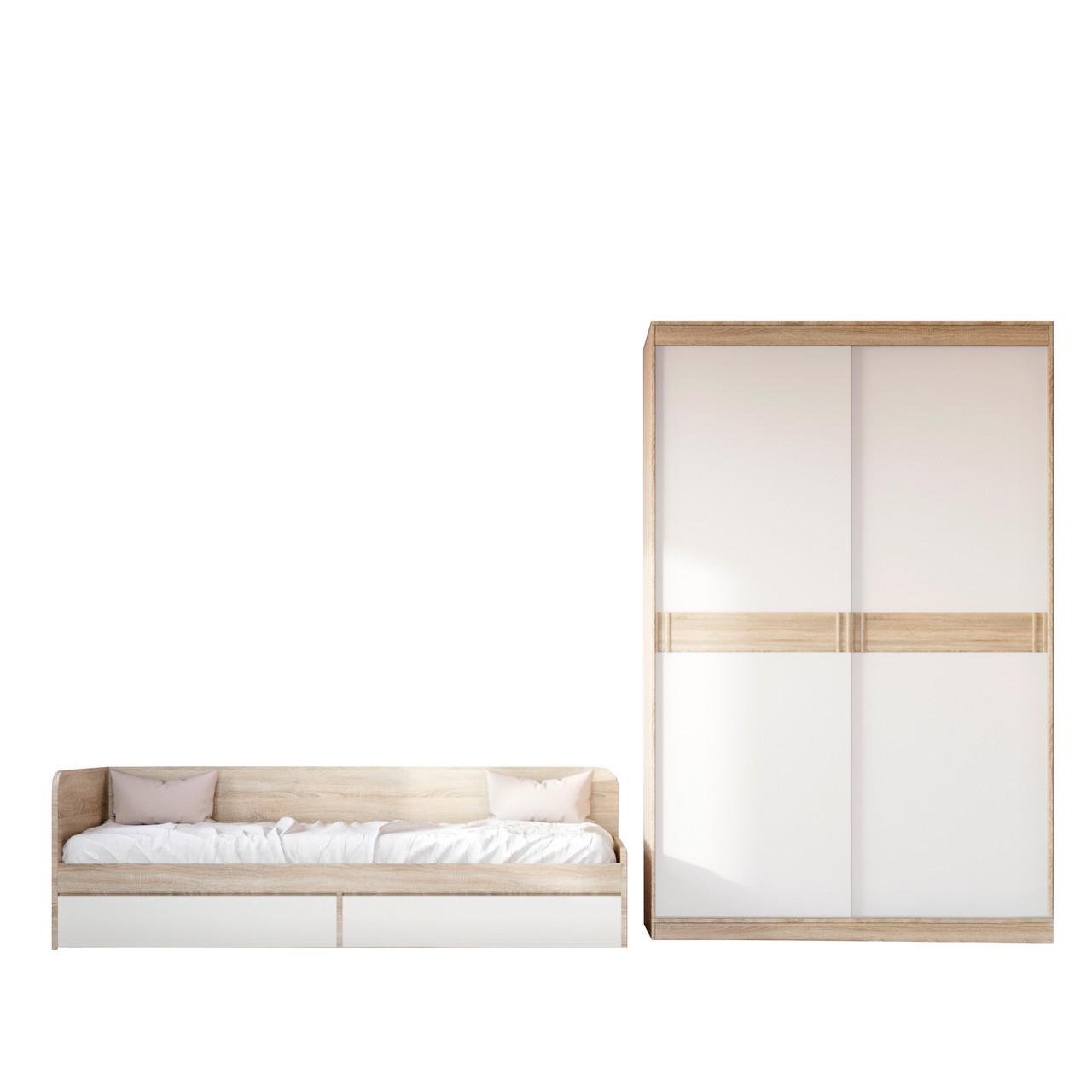 Спальня дитяча Еверест Соната Комплект 3 модульна 2 елементи Дуб сонома/Білий (DTM-2583)