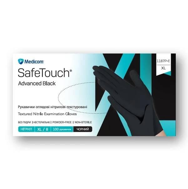 Рукавички нітрилові Safe Touch Advanced без пудри нестирильні XL 100 шт. Black (17874780) - фото 1