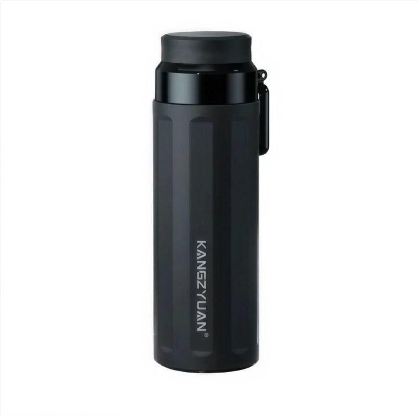 Термос фляжка из нержавеющей стали KANGZYUAN с двойной стенкой вакуумный 600 мл Черный (2456486220)