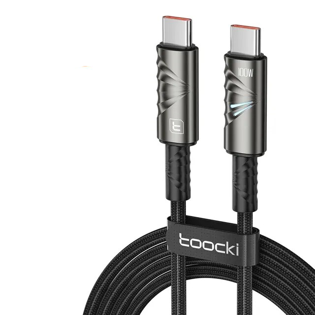 Кабель Toocki 100W/5A Type C-Type C 1 м Чорн-сірий (TQ-X76C2CC1GREY100)