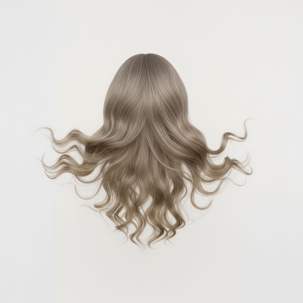 Перука хвиляста без чубчика з проділом 60 см Сірий попелястий (K001061) - фото 2