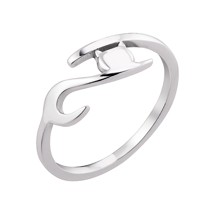 Кольцо серебряное Котик блестящее разомкнутое без вставок р. 18