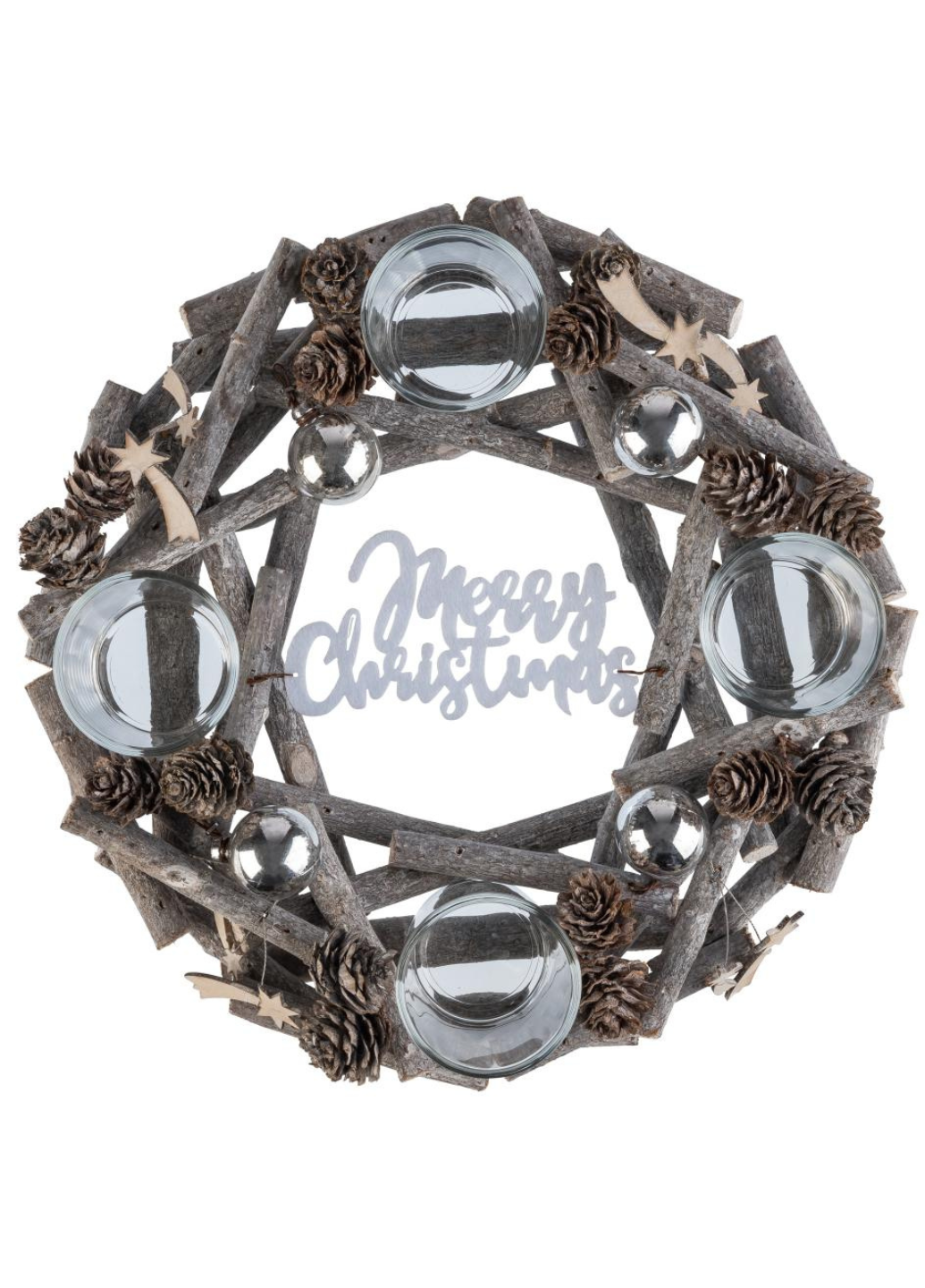 Рождественский венок-подсвечник Livarno Home Winter Magic из натуральных материалов 28 см Серебряный (7955) - фото 5 Рождественский венок-подсвечник Livarno Home Winter Magic из натуральных материалов 28 см Серебряный (7955) - фото 5