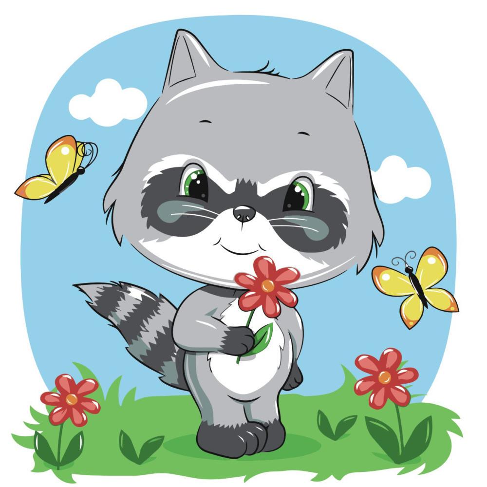 Картина по номерам Strateg Маленький енотик 30x30 см (ES074)