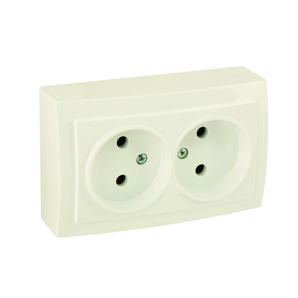 Розетка Nilson Themis двойная без заземления Кремовый (26121024)