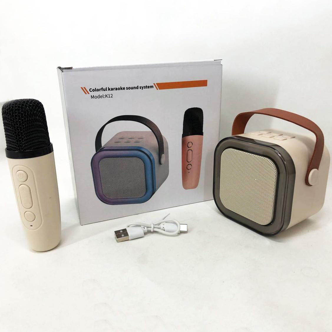 Колонка портативна з караоке мікрофоном та RGB підсвічуванням K12 10W Bluetooth Білий - фото 20 Колонка портативна з караоке мікрофоном та RGB підсвічуванням K12 10W Bluetooth Білий - фото 20