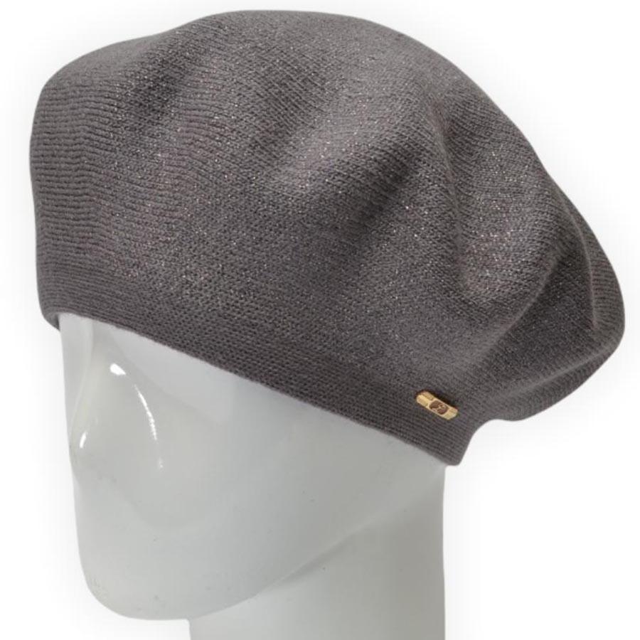 Берет женский Lirus Гамма из шерсти двойной с люрексовой нитью Темно-серый