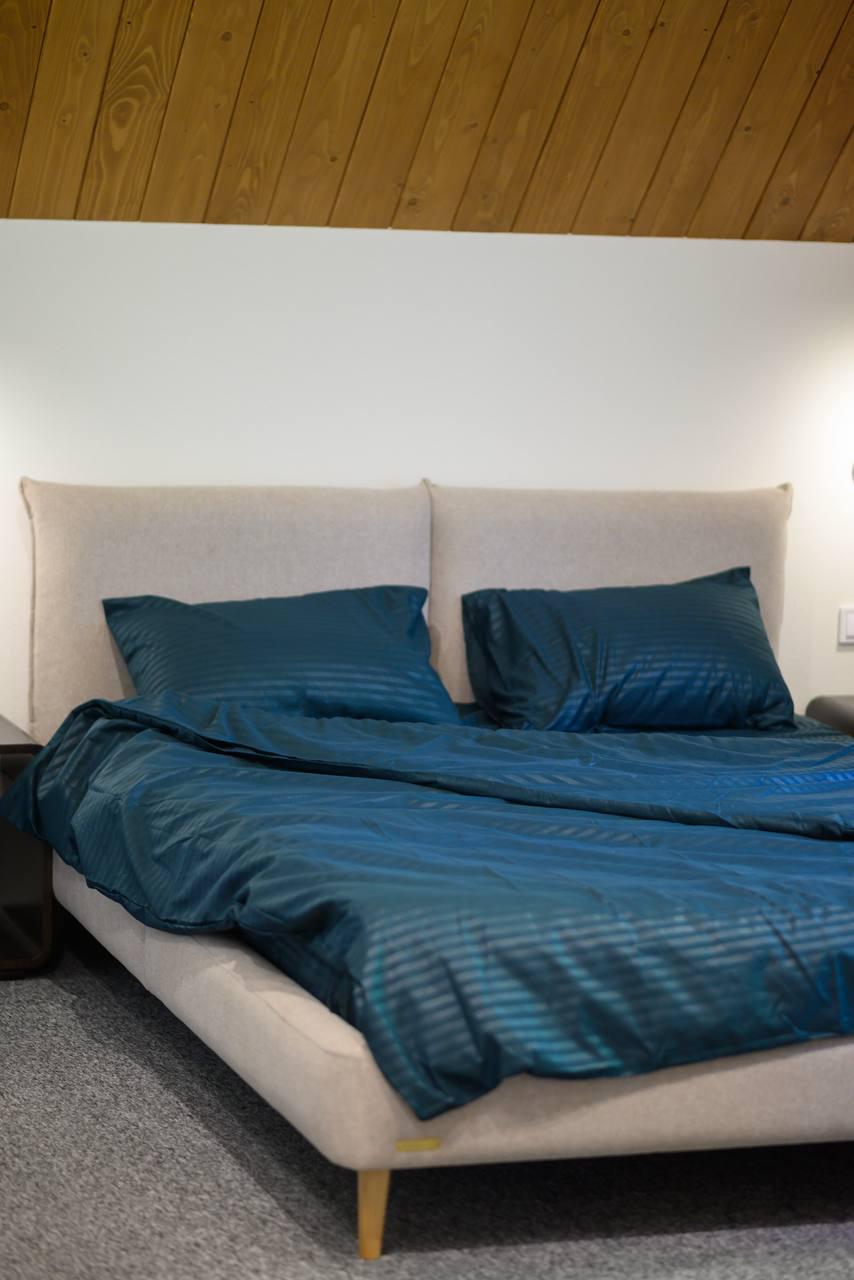 Комплект постільної білизни Signorina Siena зі страйп-сатину сімейний 50х70 см/70х70 см Темно-зелений (0011S) - фото 3