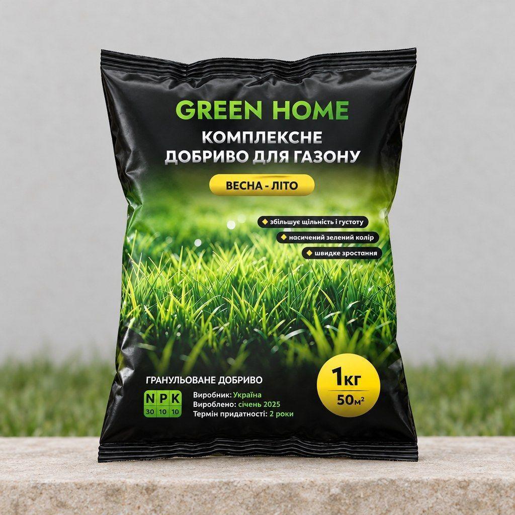 Удобрение для газона комплексное Green Home весна-лето NPK 30-10-10 1 кг (38470538)