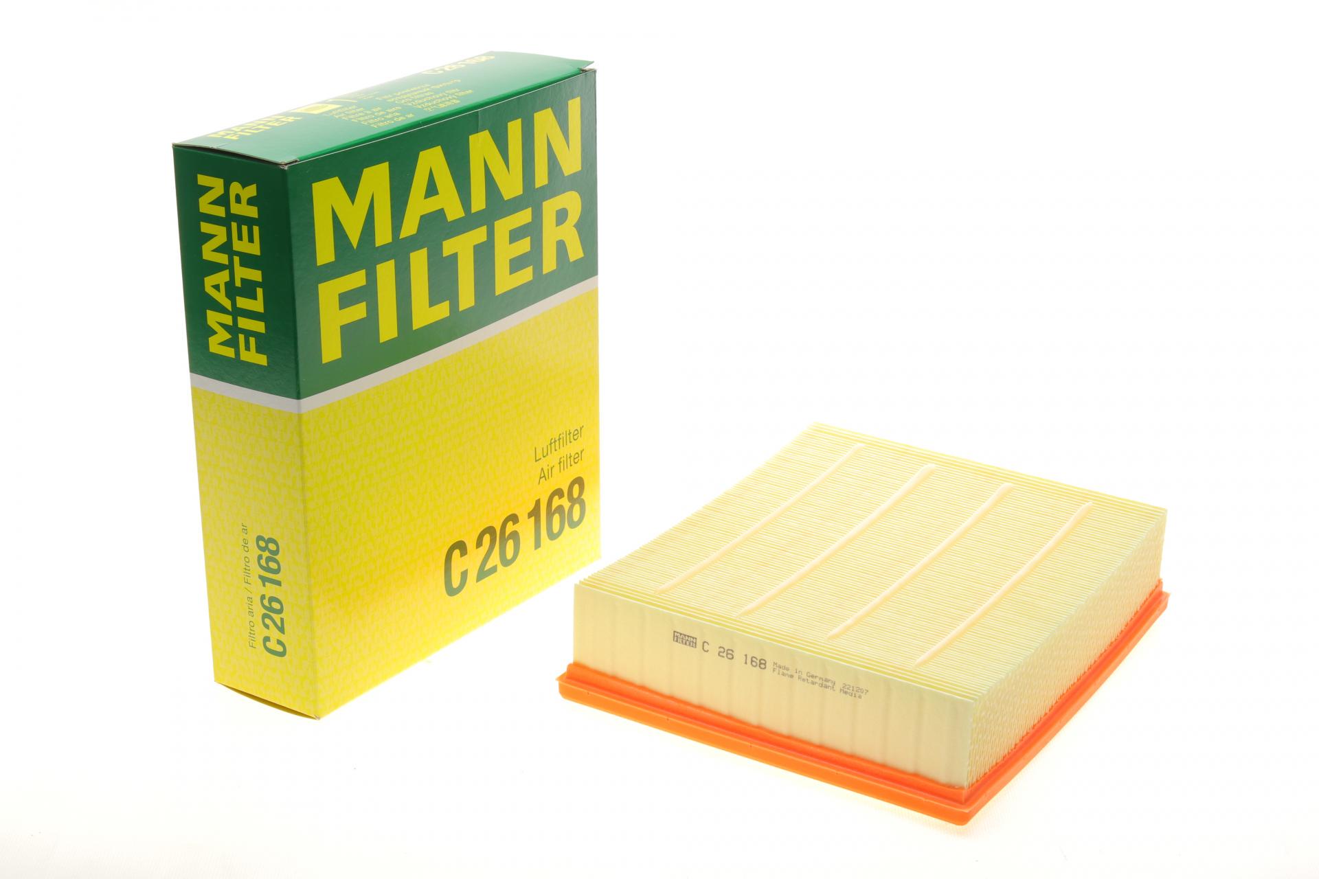 Фильтр воздушный Mann-Filter для Audi A4 1,6-2,8/1,9TDI 95-01/Audi A6/VW Passat 1,8-4,2/1,9TDI 00-05 (C 26 168)