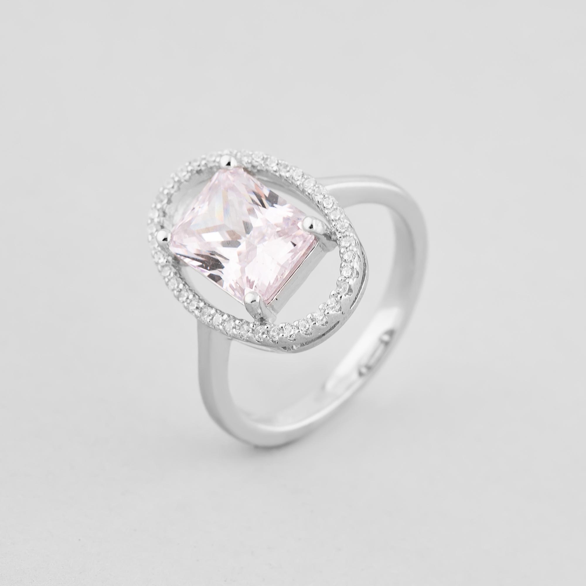 Серебряное кольцо Minimal Розовый камень р. 18 (14658)