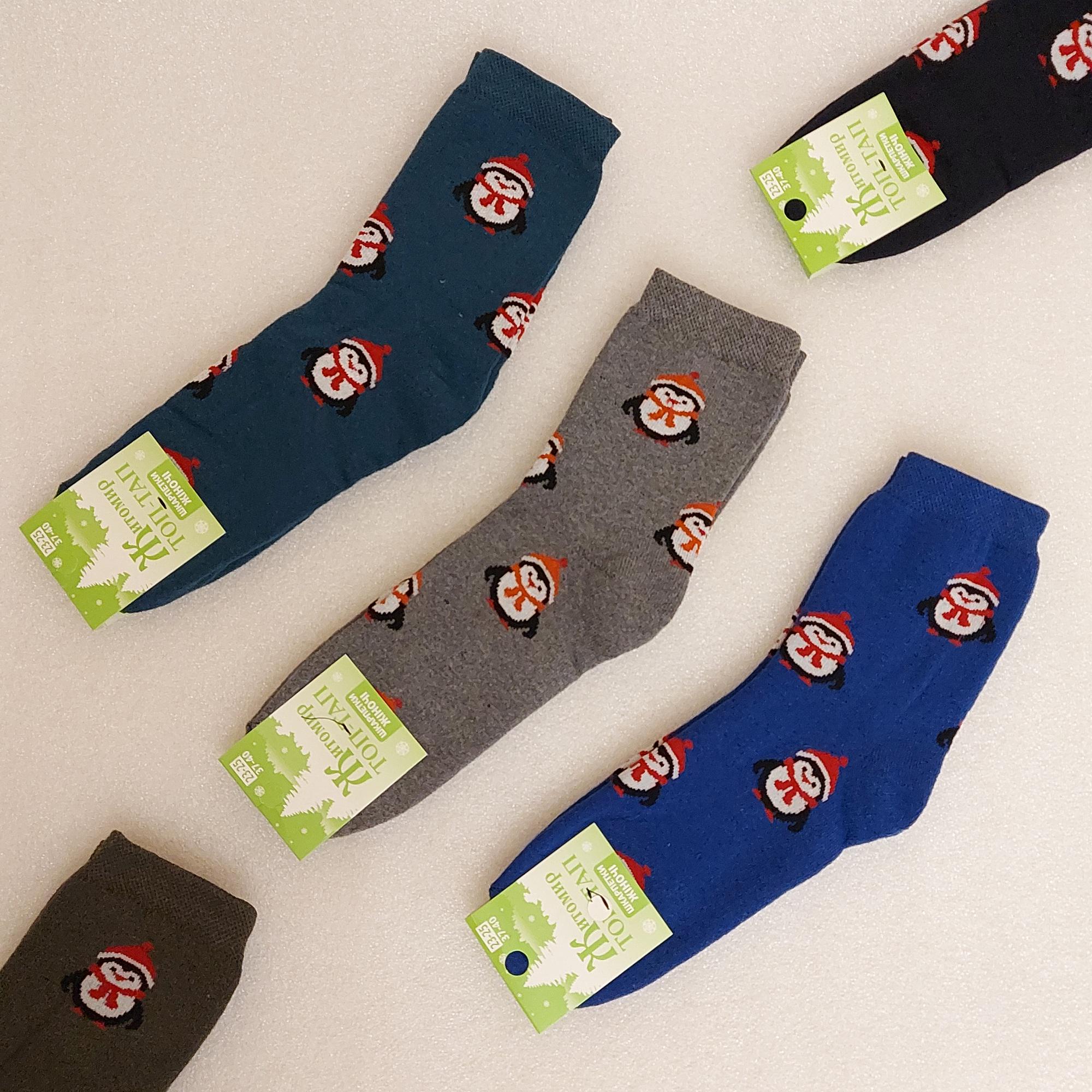 Набір шкарпетки жіночі зимові махрові Житомир Пінгвіни 6 пар р. 37 Різнокольорові (0561) - фото 2