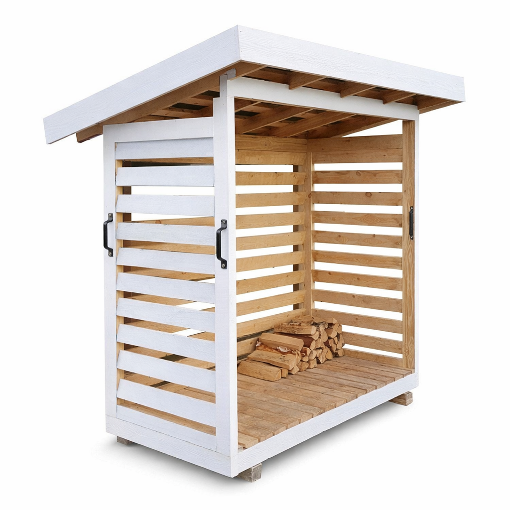 Дровник из натурального дерева сосна 1800х1600х550 мм Серо-бежевый (DD444)