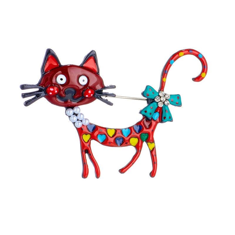 Брошка Котик 45x65 мм Червоний (494693354)