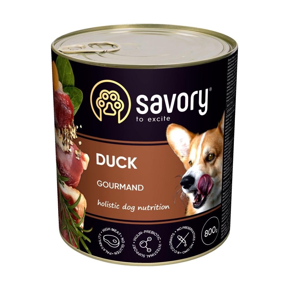 Корм влажный Savory Dog Gourmand Duck паштет для взрослых собак всех пород с уткой 800 г (4820232630952)