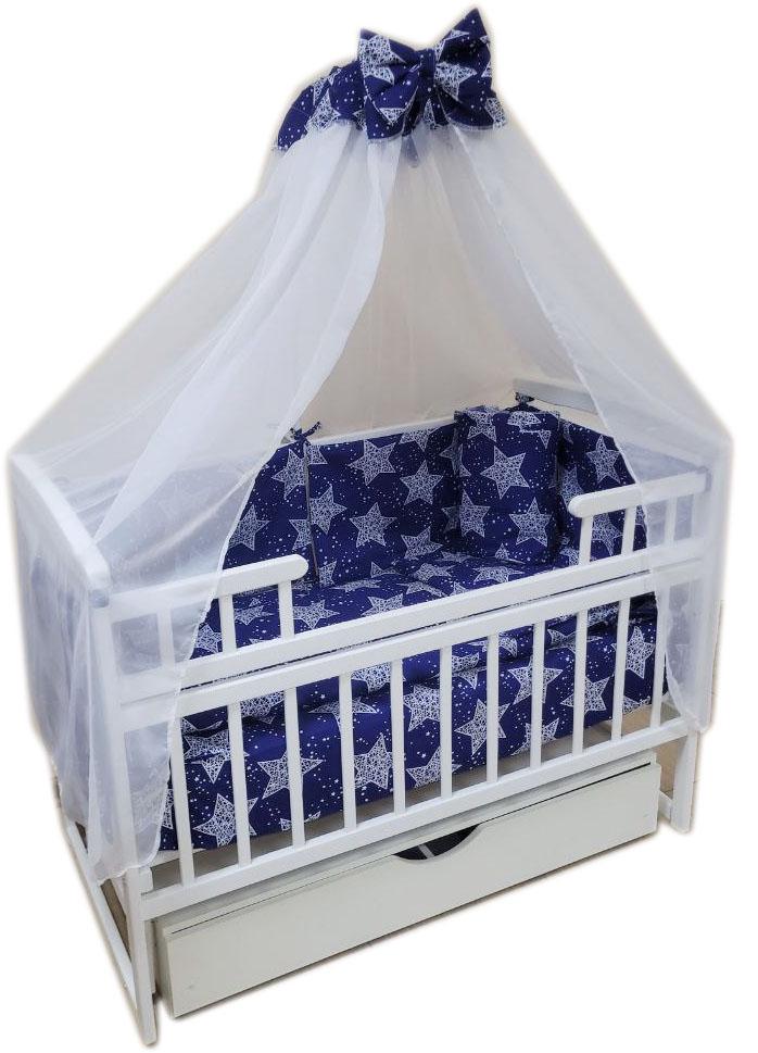 Набор постельного белья в детскую кроватку 9 пр. Ажурные звезды/Синий (14327292)