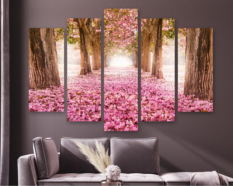 Модульная картина на холсте из пяти частей KIL Art Тоннель из сакуры 112x68 см (M51_M_449)