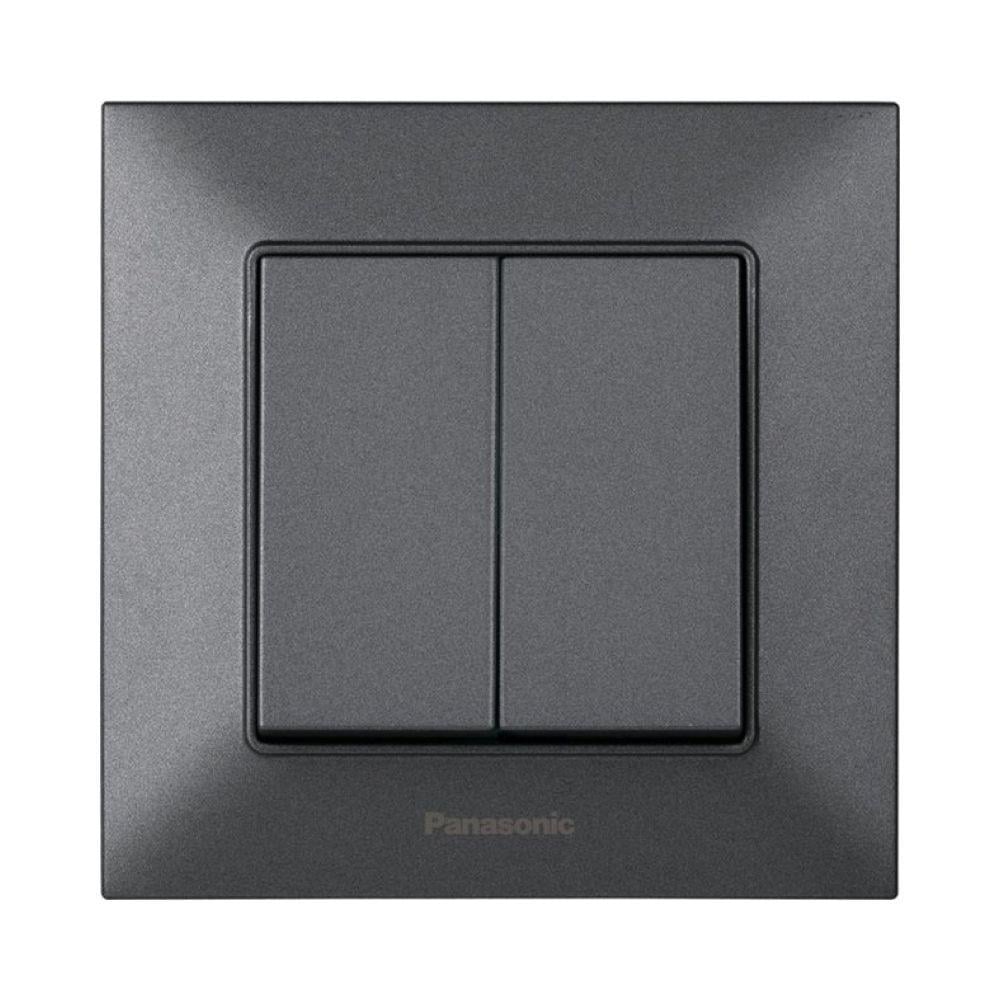 Выключатель 2-клавишный Panasonic Arkedia Slim Серый дымчатый (23815358)