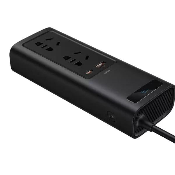 Автомобільний інвертор BASEUS 150 W 220 V CN/EU 2 розетки USB/Type-C 5 A з технологією QC3.0+PD3.0 Black (CRNBQ-A01) - фото 2