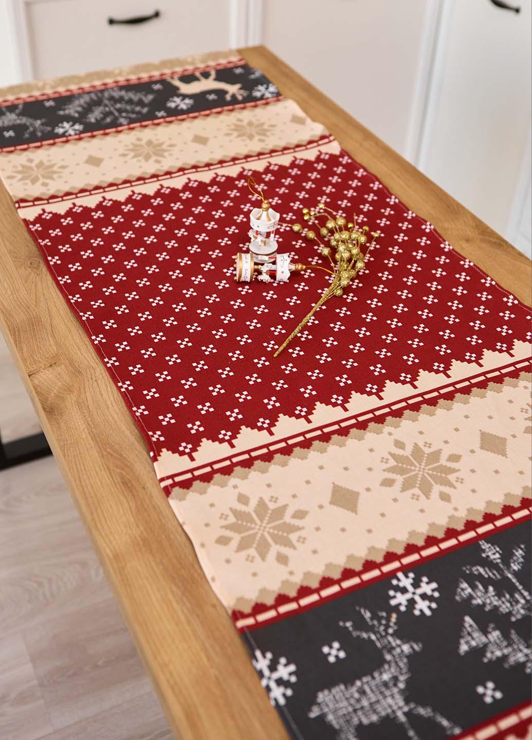 Скатертина новорічна раннер Північні олені 140x47 см - фото 3