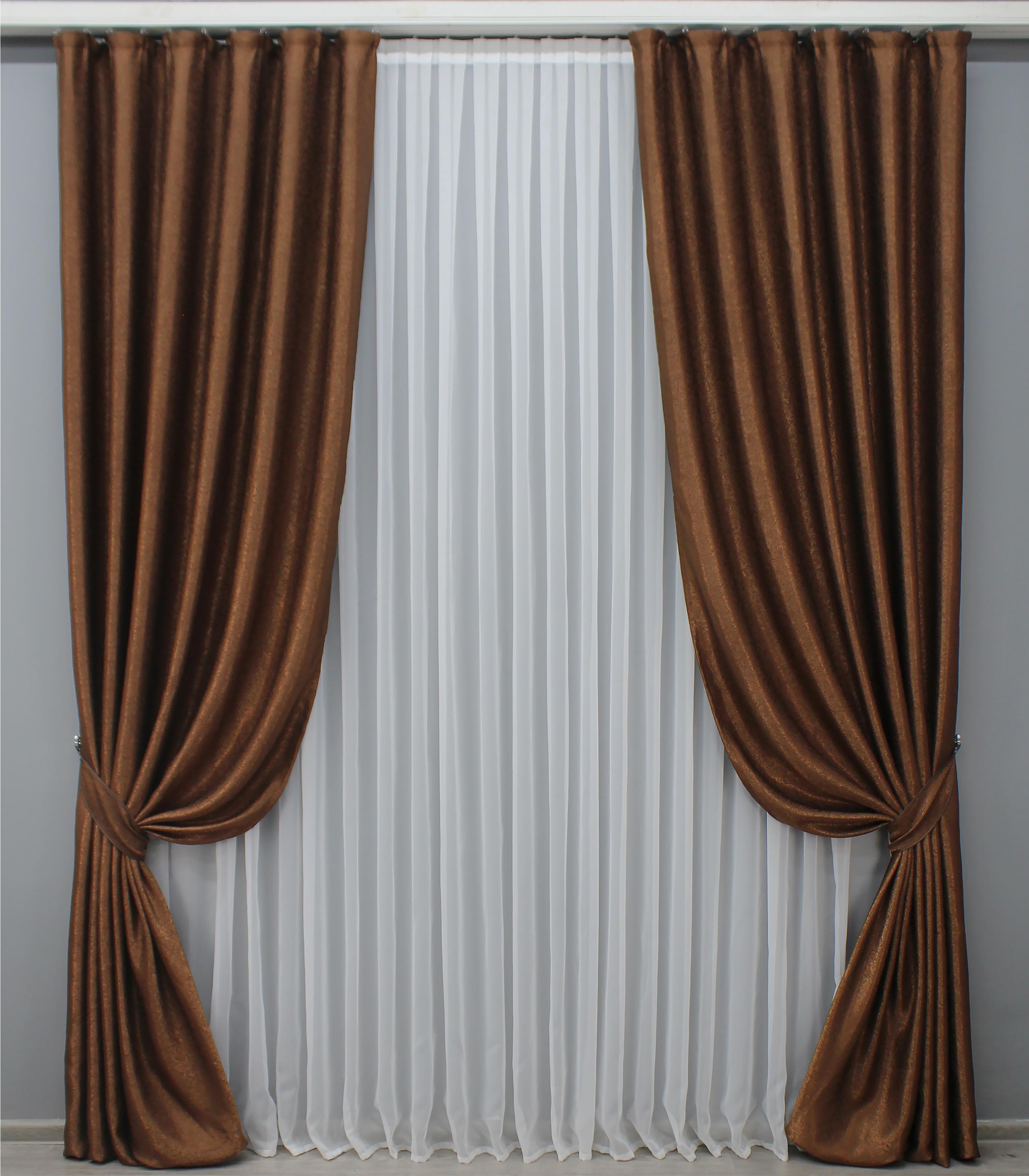 Комплект готовых штор VR-Textil Софт Люкс №1457ш 150х280 см 2 шт. Коричневый (33-0306)