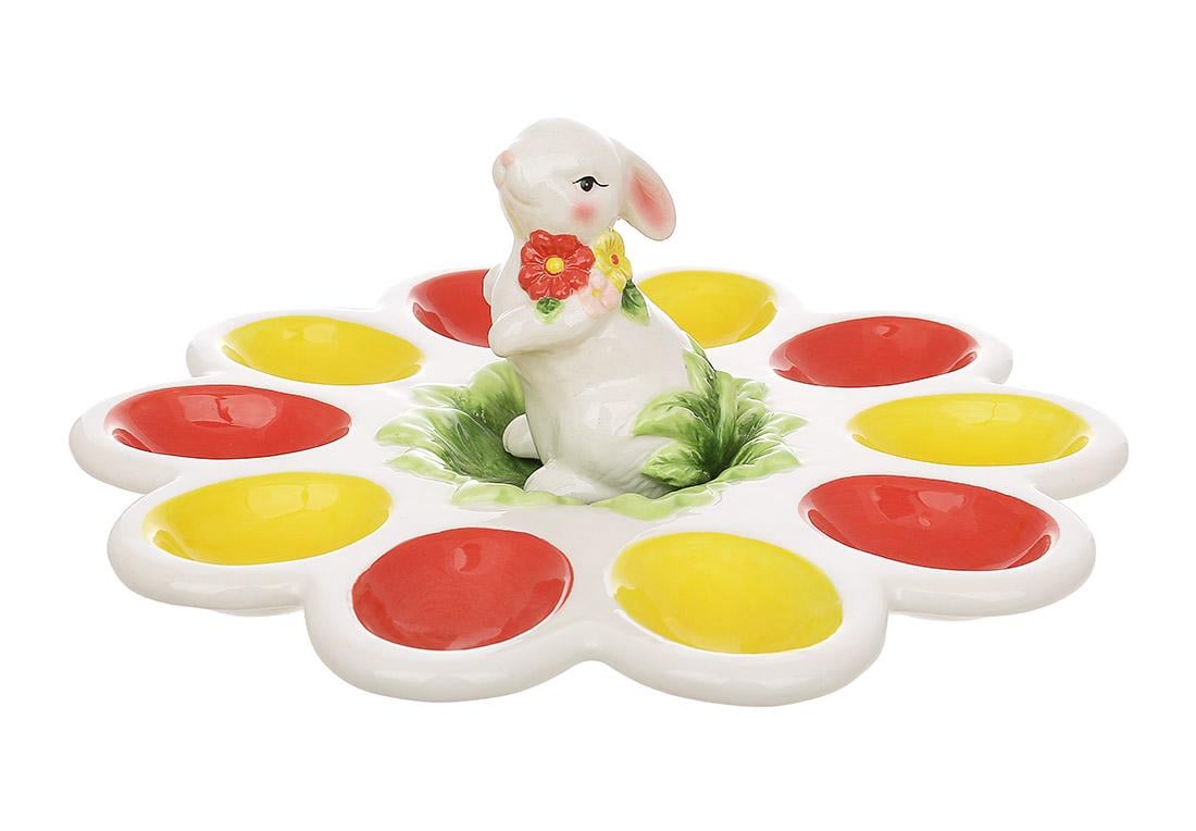 Подставка для 10 яиц керамическая Зайка в капусте 24,7x24x10 см (928-138) Подставка для 10 яиц керамическая Зайка в капусте 24,7x24x10 см (928-138)