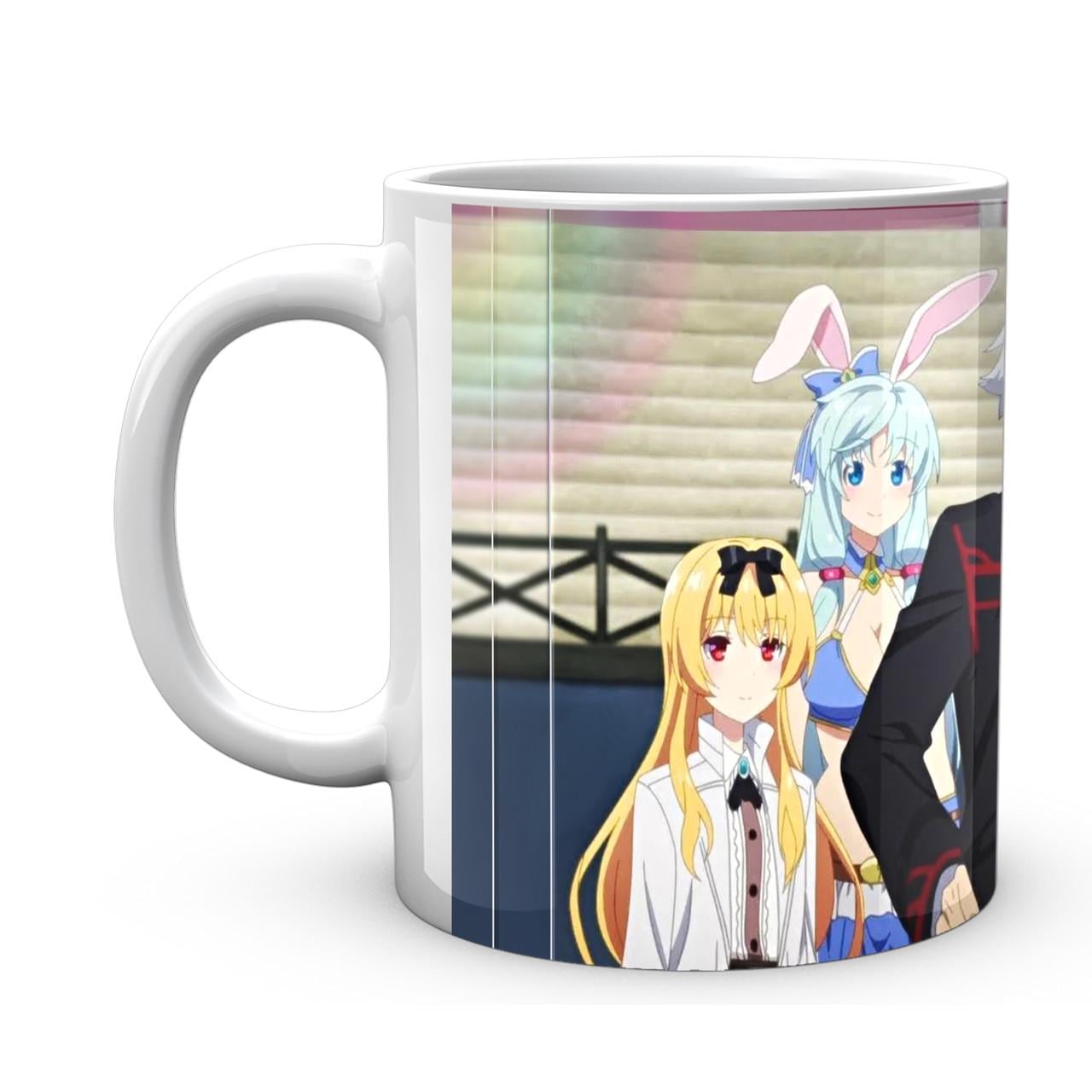 Чашка Geekland Arifureta Юэ Сиа Хадзиме Тио Каори в новом теле стоят на фоне стены (ARF 02.014)