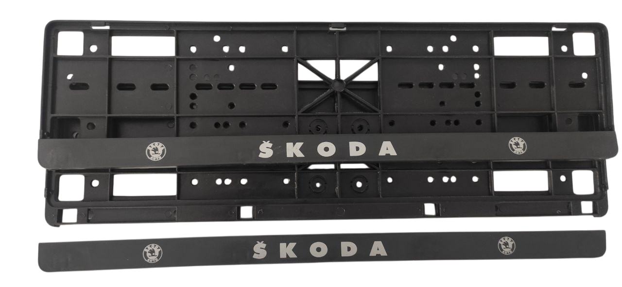 Рамка номерного знаку із защіпками Книжка з написом "SKODA" пара (20596)