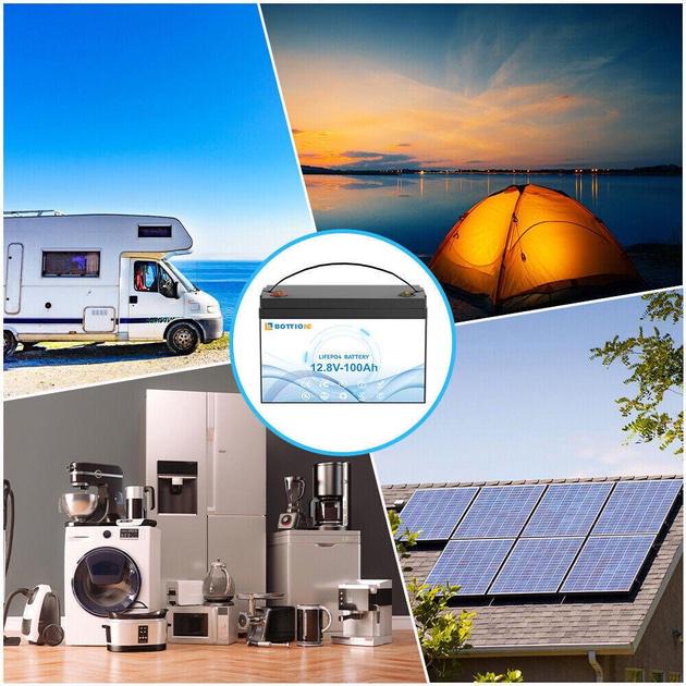 Акумулятор BMS LiFePo4 12.8v 100Ah літій-залізо-фосфатний 1280Wh BottioNe (00999881) - фото 3 Акумулятор BMS LiFePo4 12.8v 100Ah літій-залізо-фосфатний 1280Wh BottioNe (00999881) - фото 3
