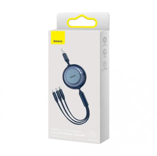 Кабель BASEUS Bright Mirror 2 Series 3в1 Cable USB to MicroUSB/Lightning/Type-C CAMJ010003 3,5A 1,1 м Blue - фото 5