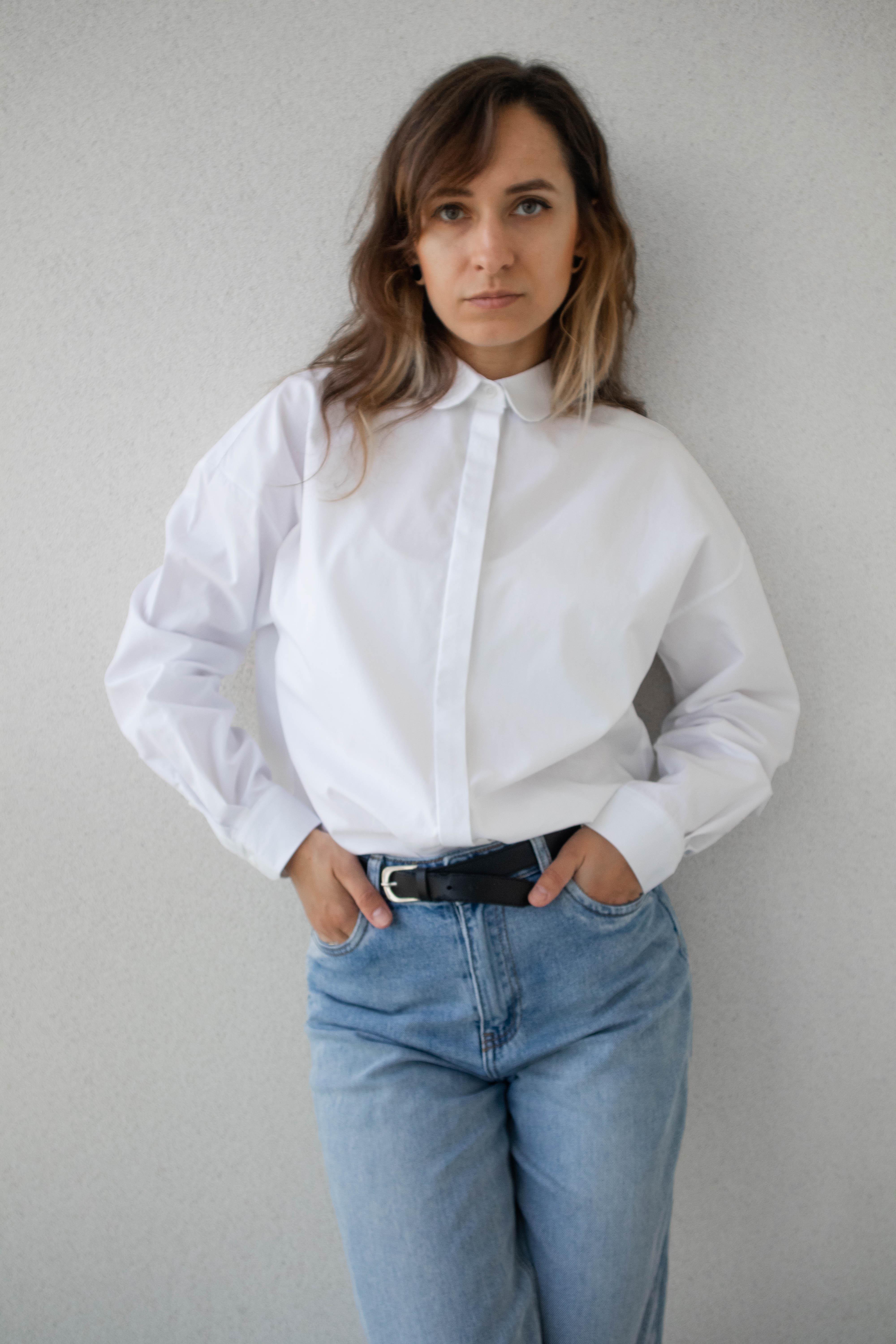 Сорочка оверсайз VSlatinina з круглим коміром M Білий (01234567810)