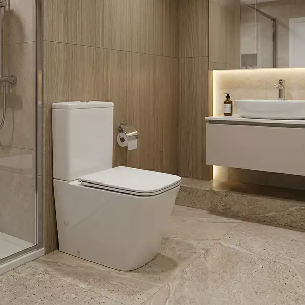 Унитаз-компакт Devit Flow square DFL2170211W 610x365x825 мм с крышкой Vortex Flush Soft-Close Белый глянец (35547842)