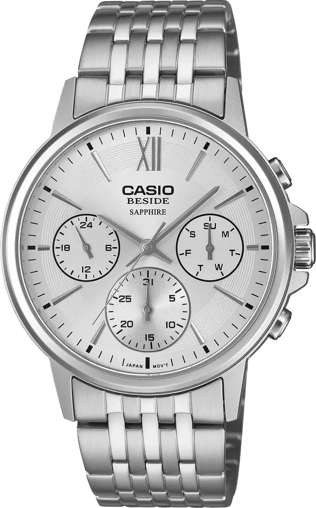 Наручний годинник чоловічий Casio Beside BMS-300D-7A із сапфіровим склом/сталевим корпусом Срібний (3122081006)